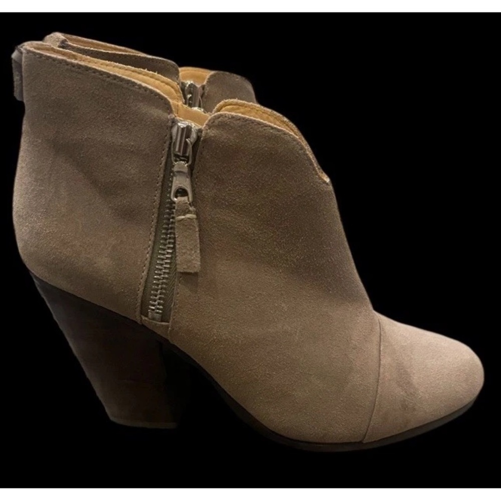 Rag & Bone Gray Suede Leather Margot Stacked Heel Booties Women Size 38.5 US 8.5